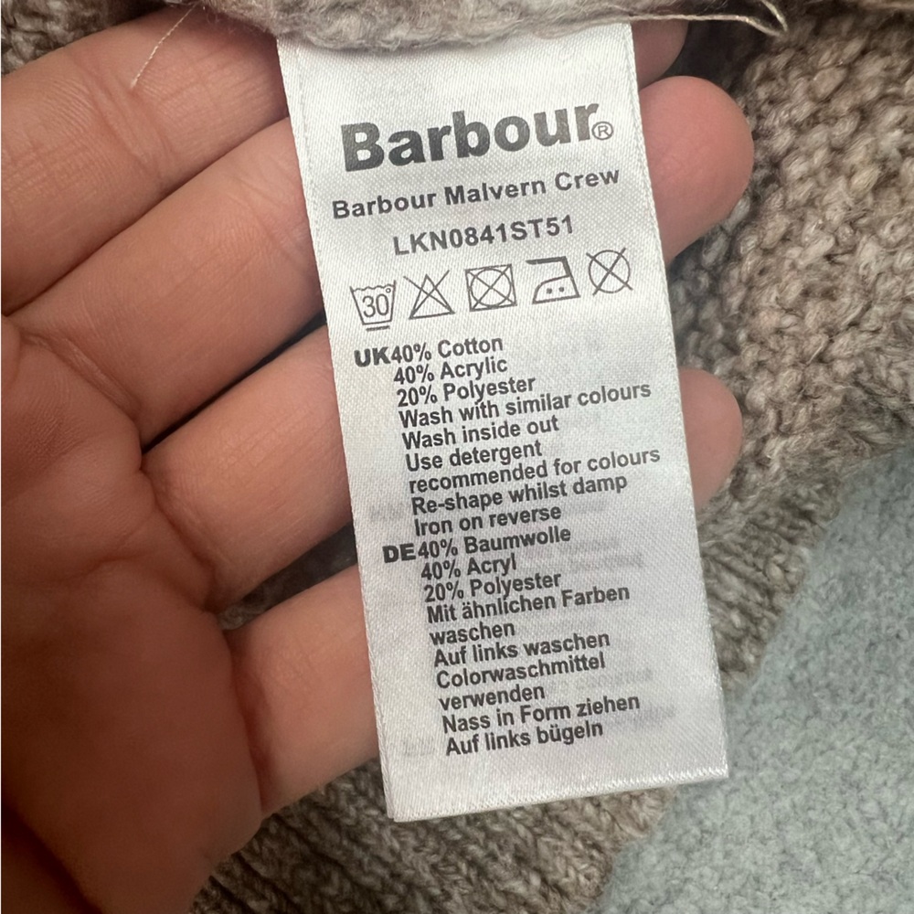 Barbour Sweater Womens 8 Brown Malvern Crew Neck Pullover Long Sleeve Knit - Picture 5 of 7